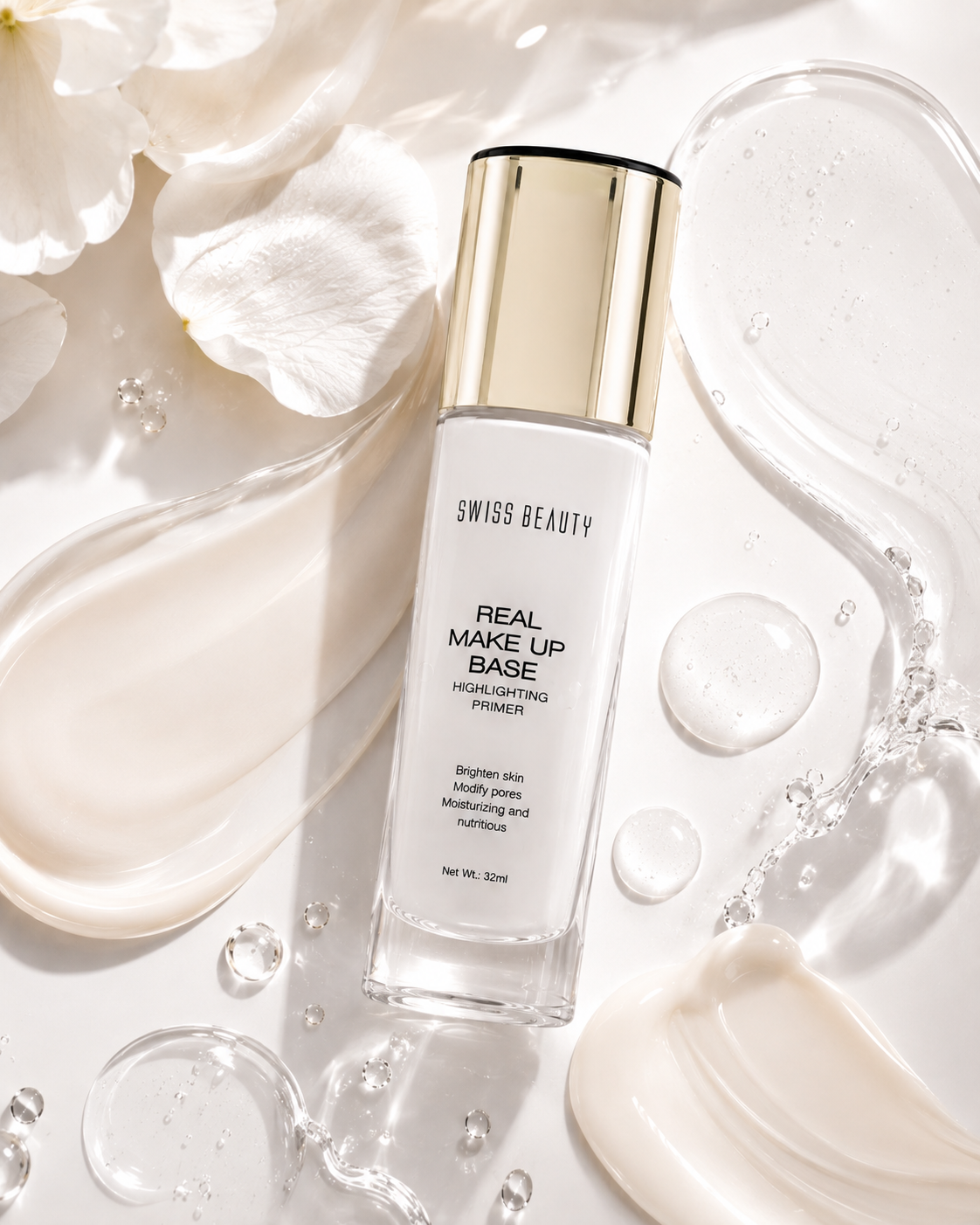 Swiss Beauty Real Make-Up Base Highlighting Primer – Natural Tint | Hydrating Glow | Smooth Makeup Base | 32ml