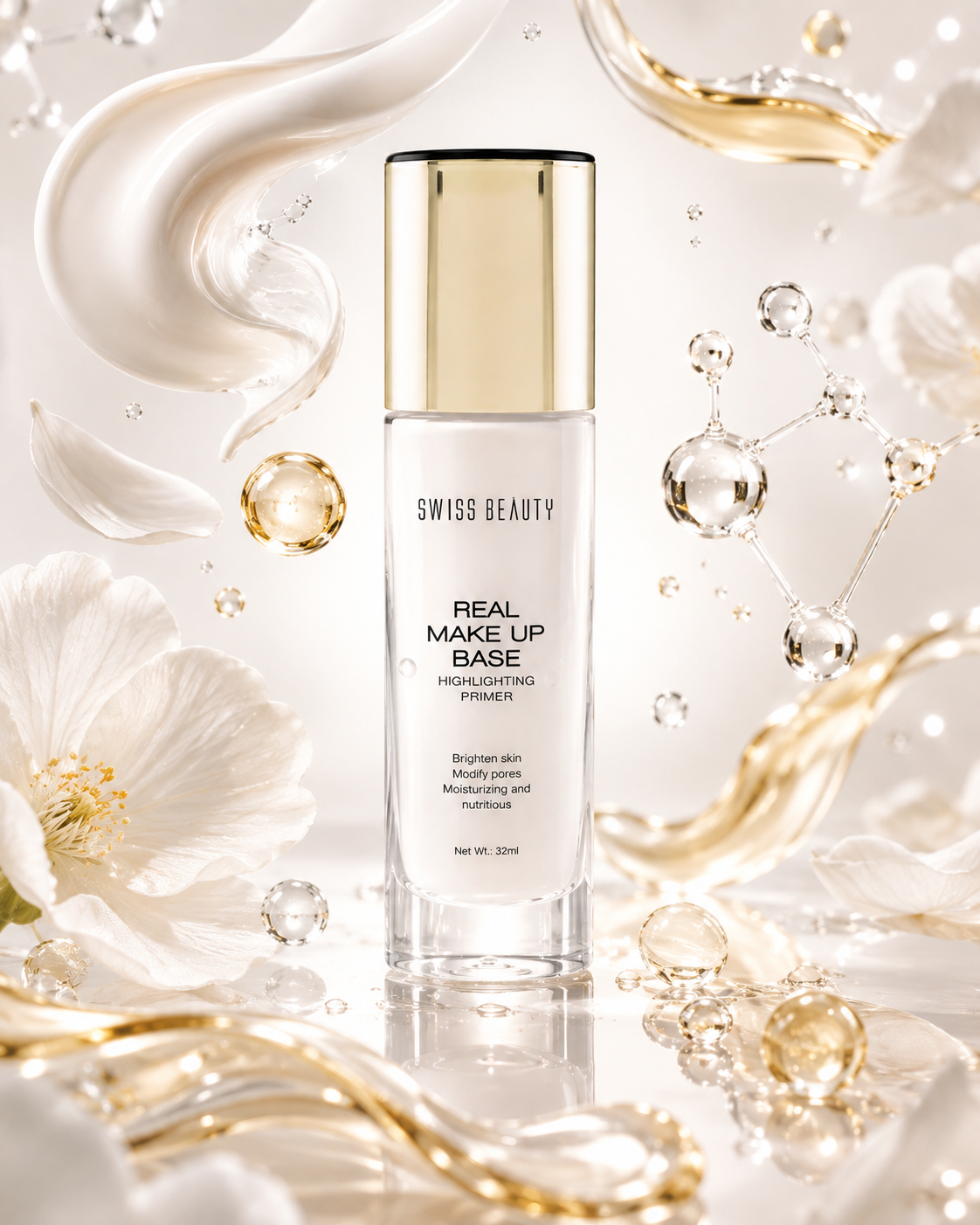 Swiss Beauty Real Make-Up Base Highlighting Primer – Natural Tint | Hydrating Glow | Smooth Makeup Base | 32ml