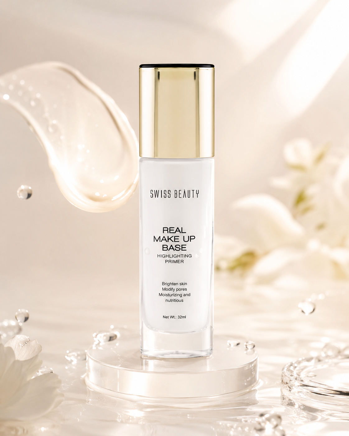 Swiss Beauty Real Make-Up Base Highlighting Primer – Natural Tint | Hydrating Glow | Smooth Makeup Base | 32ml