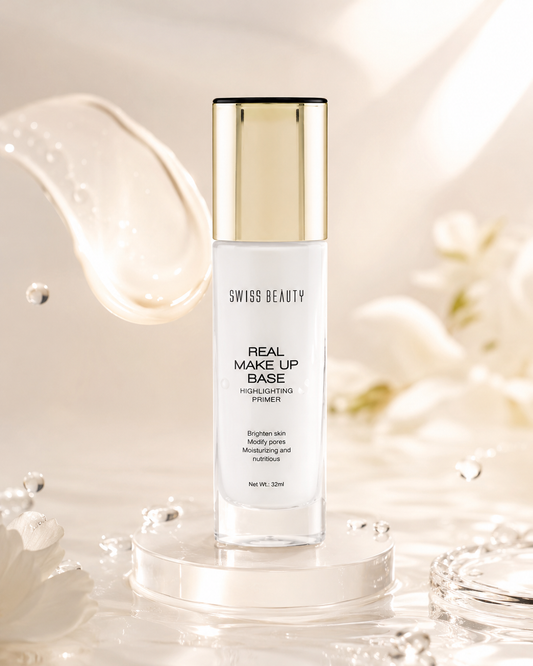 Swiss Beauty Real Make-Up Base Highlighting Primer – Natural Tint | Hydrating Glow | Smooth Makeup Base | 32ml